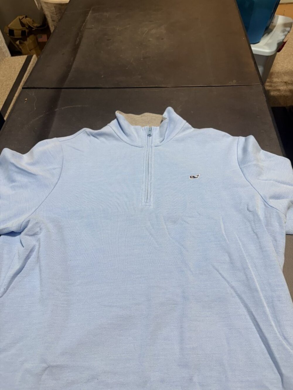 Vineyard Vines Men's Pique 1/4 Zip Pullover Light Blue Size L